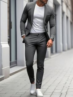 Mens Suits Combinations, Male Suit, Fall Photo Shoot Outfits, Grey Suit Men, Suits Men Business, Mens Casual Outfits Summer, Groom Tuxedo, Best Dressed Man, Dress Suits For Men