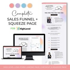 the complete sales funnel and squeeze page for high level landing pages, checkout & squeeze page