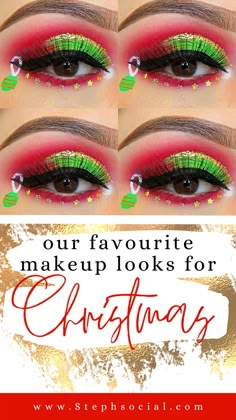 Christmas makeup looks for the upcoming holiday season! Christmas makeup ideas for Christmas parties and Christmas photos! Beauty hacks and beauty tips for Christmas! Holiday makeup looks for Christmas 2021! Inspired by makeup artists on Instagram! #christmasmakeup #holidaymakeup #festiveseason #beautytips Cute Christmas Makeup Looks Easy, Easy Christmas Eye Makeup Ideas, Makeup Looks For Christmas, Christmas Holiday Makeup, Makeup Ideas For Christmas, Winter Eyeshadow Looks, Holiday Makeup Looks Christmas, Festive Holiday Makeup, Edgy Eye Makeup