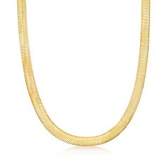 Ross-Simons - Italian 8mm 18kt Gold Over Sterling Herringbone Necklace. 20". Herringbone necklaces add much needed glamour to any outfit, whether you're grabbing groceries or going out to dinner! This shiny 8mm necklace is crafted in 18kt yellow gold over sterling silver. Made in Italy. Lobster clasp, 18kt gold over sterling herringbone necklace. Herringbone Necklace, Much Needed, Fine Jewellery Necklace, Free Jewelry, Herringbone, Metallic Silver, Jewelry Necklace Pendant, Jewelry Watches, Jewelry Collection