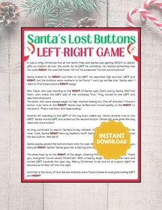 the santa's lost buttons left - right game with candy canes and candies