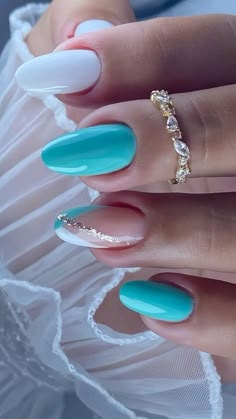 Nails Turquesa, Elegant Touch Nails, Teen Nails, Blue Acrylic Nails, Stylish Nails Designs, Simple Gel Nails, Pink Acrylic Nails, Elegant Nails, Perfect Nails