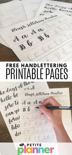 hand lettering printable pages with the words free