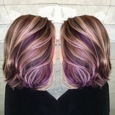 Purple Peekaboo Hair, Peekaboo Hair Colors, Peekaboo Color, Underlights Hair, Peekaboo Hair, Purple Highlights, Hair Color Purple