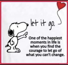 a snoopy dog with a balloon saying let it go