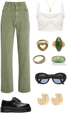 Hslot Outfit Ideas, Like Aesthetic, Cute And Aesthetic, Top Aesthetic, Look Office, Vintage Rose Gold, نظارات شمسية, Green Fits, Streetwear Fashion Women