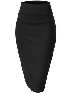 Lasaky - High-Waisted Pencil Skirt with Back Slit Design Office Pencil Skirt, Stretch Pencil Skirt, High Waisted Pencil Skirt, Womens Pencil Skirts, Pencil Skirt Black, Black Pencil Skirt, Midi Skirt Pencil, Black Pencil, Woman's Fashion