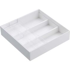 an empty white box with compartments on it