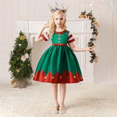 Forced to wrong size: 103x103, natural is 800x800! Green Christmas Princess Dress, Green Holiday Dress For Winter, Childrens Christmas Dress, Girls Christmas Party, Elf Cosplay, Xmas Dress, Girls Christmas Dresses, Girl Princess Dress, Christmas Party Dress