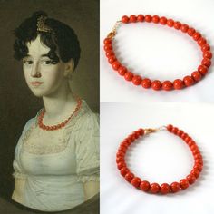 Large Beaded Regency Coral Necklace, 19th Century Coral Jewelry, Reproduction Regency Jewelry, Regency Costume, Jane Austen Jewlelry Regency Jewelry, Regency Era Fashion, Era Fashion, Georgian Jewelry, Coral Beads Necklace, Regency Fashion, Large Beads, Necklace Big, Historical Jewellery