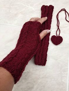 Finger-less Gloves, Burgundy Red, Hand Made Knitted Stretchy Rib Texting Mitts for Women #fingerlessgloves Hand Wrist, Popular Color, Plum Purple, Neck Warmer, Hippie Style, Burgundy Red, Leg Warmers