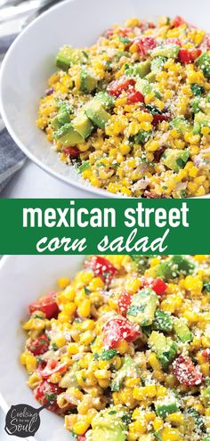 mexican street corn salad in a white bowl