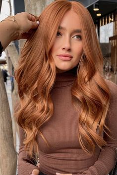 Fashion: #fashion, #style, #outfitinspiration, #beauty Best Auburn Hair Color, Cowboy Color Hair, Titan Hair Color, Ginger Cinnamon Hair Color, Orange Hair Dye On Brown Hair, Short Light Copper Hair, Peach Copper Hair Color, Old Money Strawberry Blonde Hair