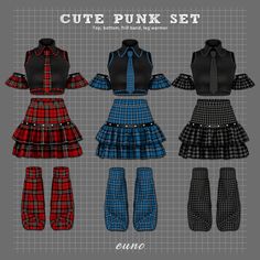 the cute punk set is designed to look like it has been made from plaid fabric