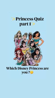 the princess quiz is shown with an image of disney princesses in front of it