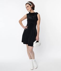 Smak Parlour Black Mock Neck Fit & Flare Dress – Unique Vintage 1960s Style Dress, 60s Outfits, Dresses Materials, 1960s Outfits, Black Mock Neck, Womens Vintage Dresses, Vintage Inspired Dresses, 1960s Fashion, Mock Turtleneck