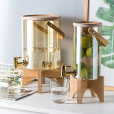 Glass Drinks Dispenser - Living Simply House Kitchen With Water Dispenser, Cafe Utensils, 60th Birthday Favors, Glass Water Dispenser, Lemonade Iced Tea, Drinks Dispenser, Bar Business, Gold Drinks, Pretty Alcoholic Drinks