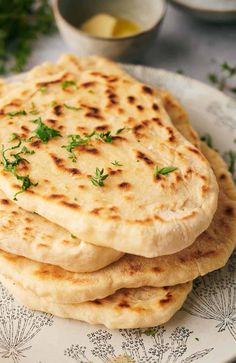 three flat breads stacked on top of each other