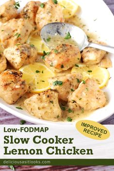 this low - fodmap slow cooker lemon chicken recipe is so delicious and easy to make