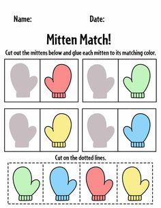 the mitten match worksheet for children to learn how to make mittens