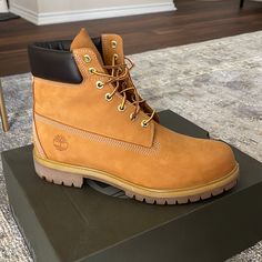 Timberland Boots In Wheat Nunbuck. Size 11 Men. Brand New White Forces, Timberland Premium, Custom Boots, Base Ball, Timberlands, Timberlands Shoes, Shoe Inspo, Timberland Shoes, Timberland Mens