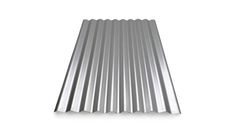 an aluminum corrugated roofing sheet on a white background with clipping for the top