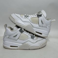 This Pair Is Worn Without Box! They Are A 5.5 In Youth, Which Is Equivalent To A 7 In Women’s! Flaws Are Creasing, Yellowing, Light Scuffing, & Overall Wear From Age! Please Check All Photos Before Purchasing! All Sales Are Final! No Refunds Or Returns! If You Have Any Questions About Sizing Please Feel Free To Send Me A Message! I Am Not Responsible For Factory Flaws On Mass Produced Pairs! All Items Ship The Day After Purchase Priority Mail & Double Boxed Unless The Order Is Placed On A Saturday! If You Purchase On Saturday Your Item Will Ship Out Monday Due To The Post Office Being Closed On Sunday. Also, I Am Not Responsible For Items After They Have Been Shipped! If You Are L Air Jordan Retro 4, Nike Shoes Air, Jordan Retro 4, Jordan 7, Shoes Air, Nike Sneakers Women, Jordan 4 Retro, Air Jordan 4, Air Jordan 4 Retro