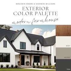 White Cabin Exterior Colors - Etsy Canada White Exterior Paint Colors, Moody Neutral, Farmhouse Exterior Colors, White Exterior Paint, Moody Modern, Exterior Color Palette, Craftsman Exterior, Farmhouse Paint