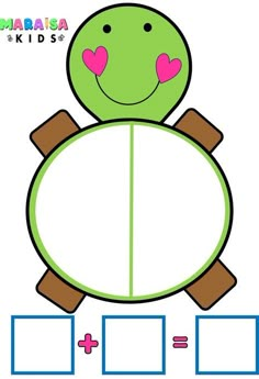 a turtle with hearts on it's head is shown in the shape of a circle