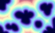 an abstract background with many shapes in blue, pink and yellow colors on a black background