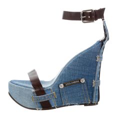 Dolce & Gabbana Blue Jean Wedges. These Wedges Are Adorable And The Design Is Extremely Clever. They Are Brand New And Have Never Been Worn. Size 39.5 = Us 9 1/2 Farfetch Shoes, Shoes Dolce Gabbana, Gladiator Wedges, Lace Wedges, Platform Wedges Shoes, Dolce And Gabbana Blue, Dolce Gabbana Shoes, Strappy Wedges, Wedge Pumps