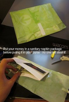 Travel hacks How To Hide Money, Koti Diy, Hide Money, Maxi Pad, Self Defense Tips, Sanitary Napkin, Useful Life Hacks, Packing Tips, Household Hacks