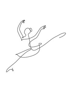 a continuous drawing of a woman in the air with her arms outstretched and legs spread out