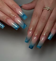 Summer Nail Designs Blue, Nail Designs Blue, Blue Marble Nails, Summer Nail Designs, Professional Manicure, Nail Drills, Blue Acrylic Nails, Ombre Acrylic Nails