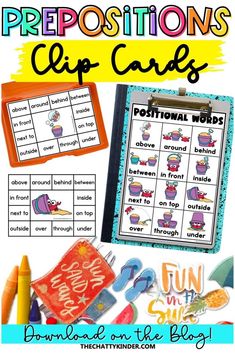 the prepositions clip cards are organized and ready to use