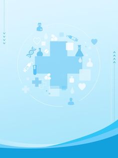 a blue and white background with medical icons in the shape of a cross on it