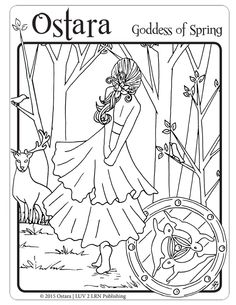 a coloring page for ostara goddess of spring