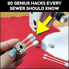 someone is working on sewing machine with the words genius hacks every sever should know