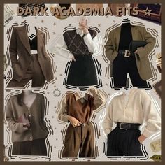 Moodboards Fashion, Look 80s, Dark Academia Style, Dark Academy, Dark Academia Clothes, Academia Clothes