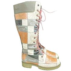 Timberland Patchwork Boots - Multicolor Gray, White, Soft Pink Leather - Size 9 Condition: Excellent (Worn Less Than A Handful Of Times, Like New) Add Some Flair To Your Footwear Collection With These Super Rare Timberland Patchwork Boots! Made From Premium Leather In Cool Shades Of Gray, White, And Soft Pink, These High-Knee Lace-Up Boots Are All About Style And Comfort. The Unique Patchwork Design Will Definitely Turn Heads, And The Sturdy Rubber Soles Keep You Steady On Your Feet. - Multicolor Patchwork Leather - High-Knee Lace-Up Design - Sturdy Rubber Outsole For Traction Color: Multicolor (Gray, White, Soft Pink) Size: 9 Disclaimer: All Sales Are Final, Non-Refundable, And Non Knee High Timberland Boots, Timberland Lace-up Boots For Streetwear, Timberland Lace-up Boots With Reinforced Heel, Multicolor Ankle-high Winter Boots, Timberland Lace-up Boots With Reinforced Toe For Winter, Trendy Multicolor Ankle-high Boots, Patchwork Boots, Timberlands Shoes, Chic Leather