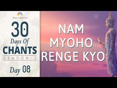 a buddha statue with the words 30 days of giants, myoho renge kyo