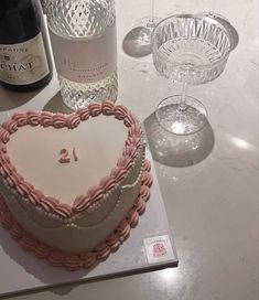 Pink decorative korean heart shaped cake with “21” written on top in icing 21 Heart Cake, Twenty One Cake, Pink Heart Cake, 21st Bday Cake, Aesthetic Birthday Cake, Heart Birthday Cake, 20 Birthday Cake