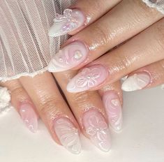 Cute Pink Gel Nails, 3 D Nails Designs, Wedding Nails Pink, Nail Designs Pink, Simple Gel Nails, Nails Set, Cute Nail, Really Cute Nails