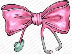 a pink bow tied to a metal hook