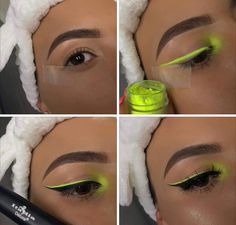 Eyeliner Verde, Makeup Verde, Make Up Yeux, Makeup Ojos, Rave Babe, Neon Makeup, Rave Makeup, Makeup Challenges, Makijaż Smokey Eye