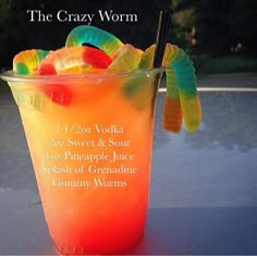 Gummy Worm, Halloween Drinks Alcohol, Alcholic Drinks, Summer Drinks Alcohol