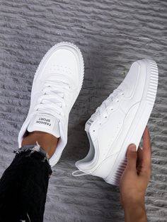 Plus Size Men's White Casual Sneakers, Lace Up Soft Sole Flat Comfortable Academy Sports Shoes For Men, Lightweight Low-Top Daily Shoes White     Colorblock,Plain    Men Shoes, size features are:Bust: ,Length: ,Sleeve Length: White Casual Sneakers, Sports Shoes For Men, Daily Shoes, Mesh Fashion, Academy Sports, Lacing Sneakers, Shoes For Men, Men Shoes Size, White Casual