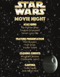 the star wars movie night flyer