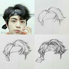 Images D'art, Drawing Hair, Hair Sketch, Have Inspiration, Kpop Drawings, Arte Sketchbook, Bts Drawings, 판타지 아트, Different Hairstyles