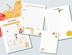 the autumn and fall printables are on display